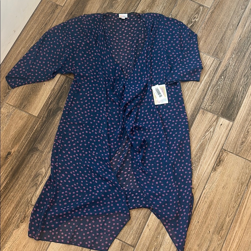 LuLaRoe Blue and Purple Polka Dot Kimono
